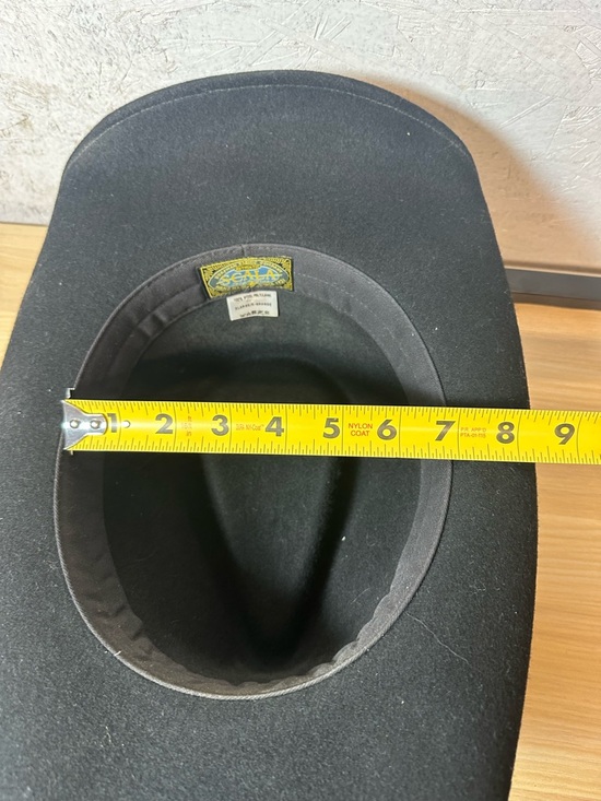 Scala Black Cowboy Hat with Studded Brown Band wool felt - Picture 7 of 8